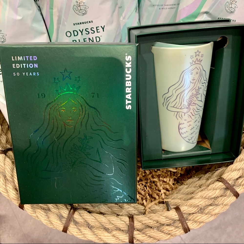 ⚡️Starbucks ‘Limited Edition’ 50 Years Siren Mug, Green Iridescent, 12 Oz., NIB